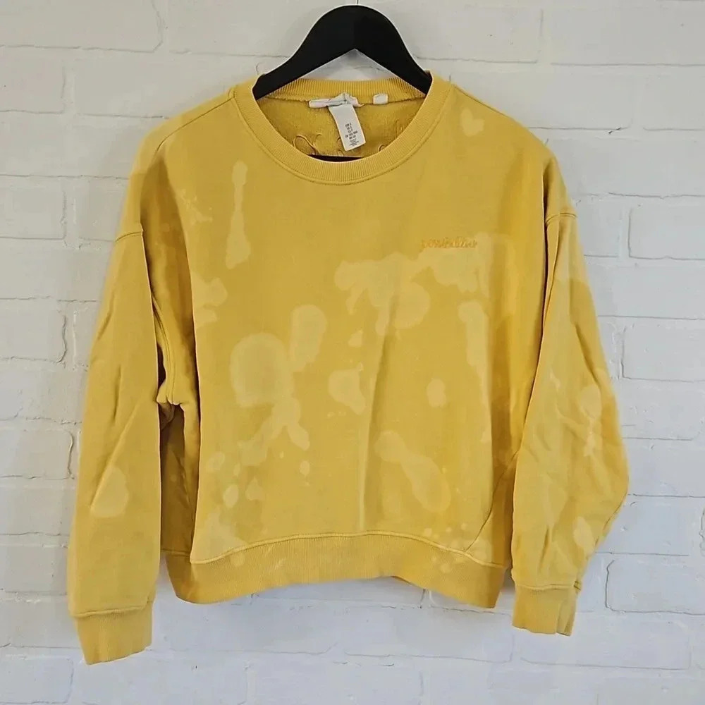 LOGG - Yellow bleachy sweatshirt cropped - small - bleachy tie dyed finish